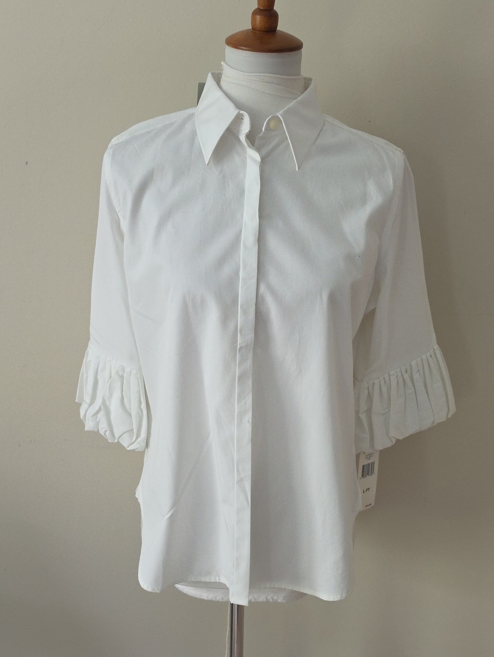 Lauren Ralph Lauren White Ruffle Sleeve Button-Front Shirt Brand New